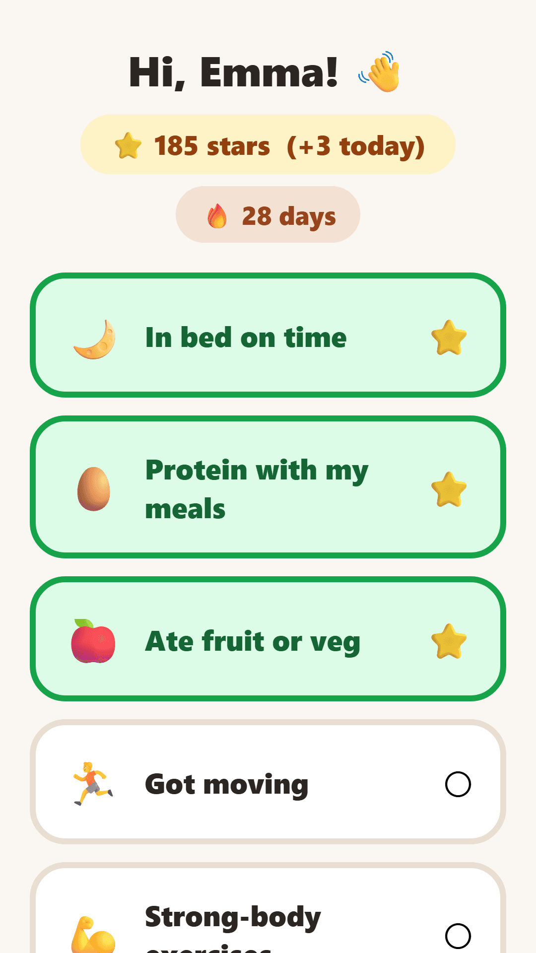 Kid mode, where your kid ticks their own habits